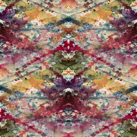 Watercolor seamless pattern. Hand drawn geometric background with rhombuses. Modern abstract...