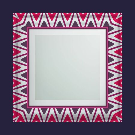 Square 3d frame with simple geometric ornament. Realistic image. The illustration contains transparency and effects. EPS10のイラスト素材