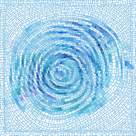 Blue mosaic background with a circle. Geometrical mosaic background. Vector illustration.のイラスト素材