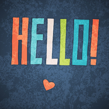 Hello hand lettering.Vector illustration.のイラスト素材