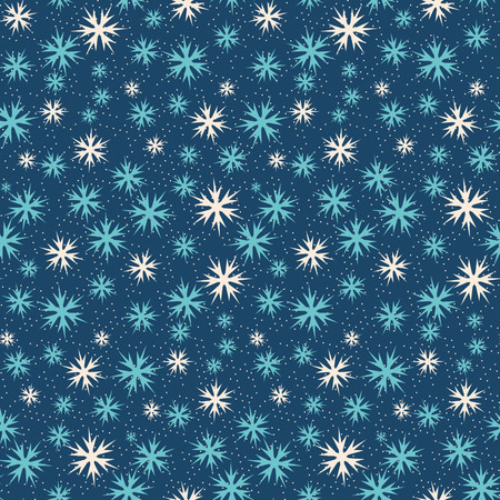 Blue Seamless Christmas pattern with snowflakes. Vector illustration.のイラスト素材