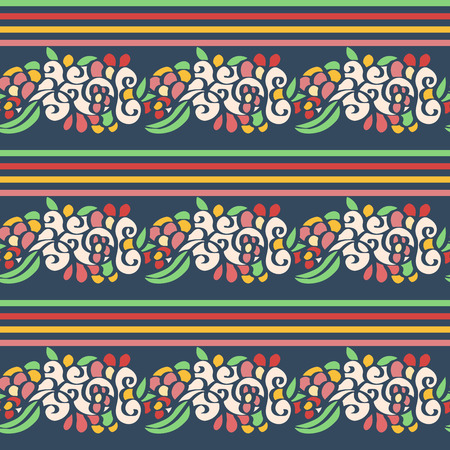 Seamless pattern with flowers and leaves. Vector illustration.のイラスト素材