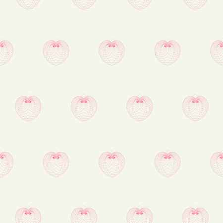 Abstract seamless pattern with stylized geometric pink hearts on a white background. Vector...