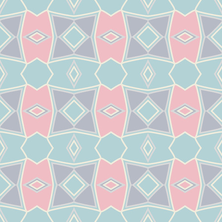 Vintage  seamless pattern with simple geometrical forms in pastel tones. Vector illustration.のイラスト素材