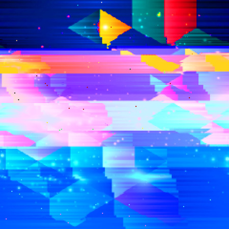 Dark blue background with light effects in style glitch- art. Vector illustration.のイラスト素材