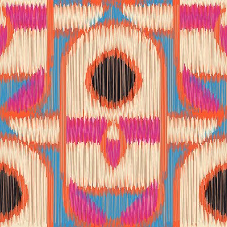 Seamless Ikat Pattern. Abstract background for textile design, wallpaper, surface textures, pattern fills,  wrapping paper.のイラスト素材