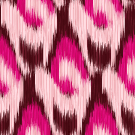 Seamless Ikat Pattern with vinous and pink geometrical drawing. Abstract background for textile design, wallpaper, surface textures, pattern fills,  wrapping paper.のイラスト素材