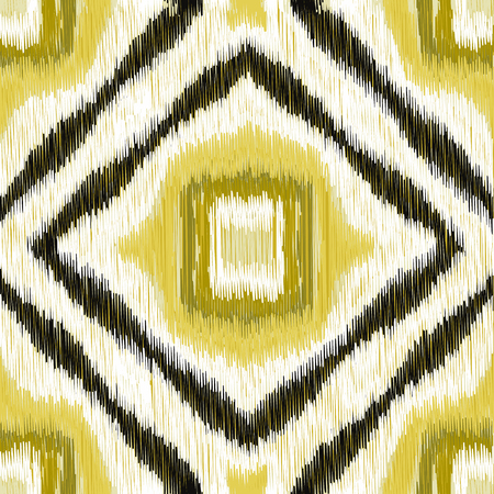 Seamless Ikat Pattern with geometrical drawing. Abstract  background for textile design, wallpaper, surface textures, wrapping paper.のイラスト素材
