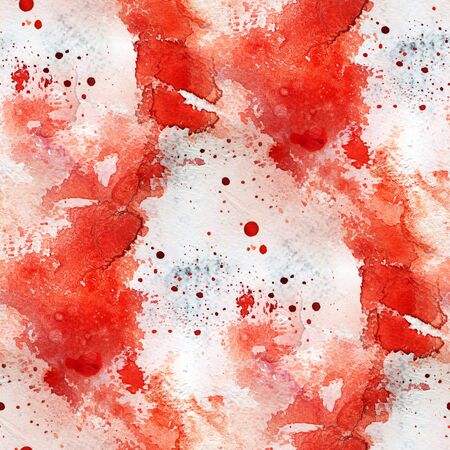 Abstract seamless pattern with red watercolor spots. Hand-drawn illustration.の写真素材