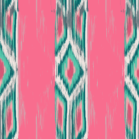 Seamless Ikat Pattern with strips and rhombuses. Abstract  background for textile design, wallpaper, surface textures, wrapping paper.のイラスト素材