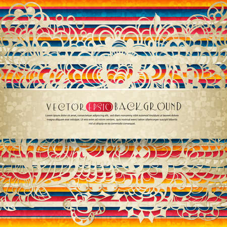 Background with floral patterns, stripes and place for text. The illustration contains transparency and effects. EPS10のイラスト素材