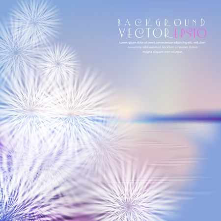 Neutral abstract landscape with white flowers. The illustration contains transparency and effects.のイラスト素材