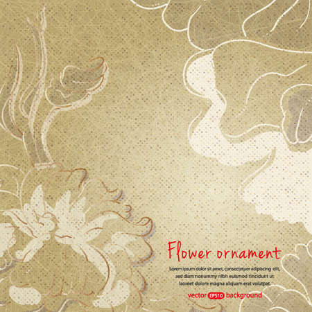 Neutral flower background. Retro style with grunge effect. The illustration contains transparency and effects.のイラスト素材