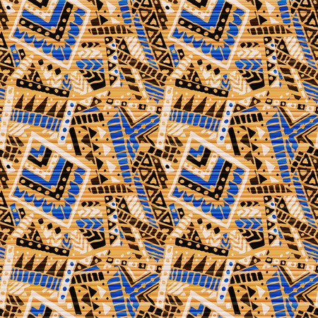 Seamless pattern with abstract drawing in doodle style.  Hand-drawn illustration. The illustration contains transparency and effects.のイラスト素材