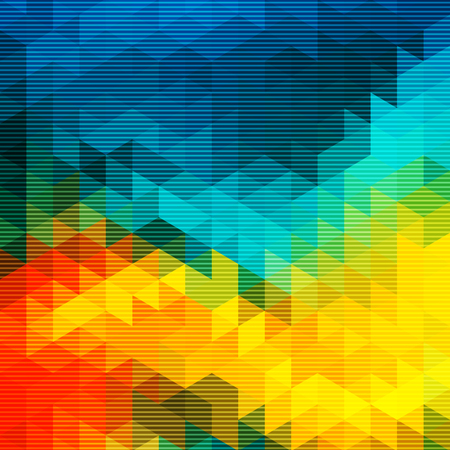 Multicolor mosaic background with with triangles.  Retro style with grunge effect. The illustration contains transparency and effects.のイラスト素材