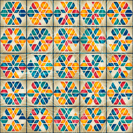 Seamless pattern - abstract mosaic background with stylized flowers. illustration contains transparency and effects.のイラスト素材