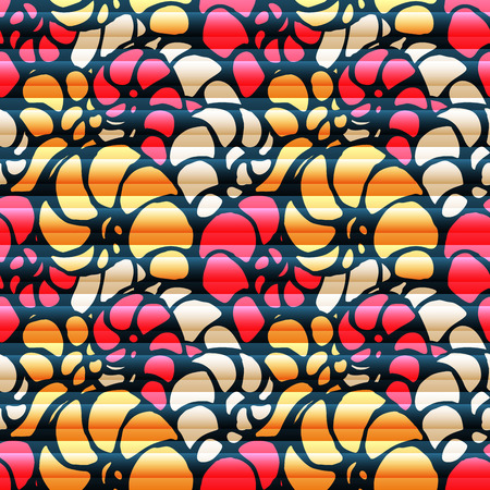 Seamless pattern -  bright abstract drawing with flowers in doodle style. The illustration contains transparency and effects.のイラスト素材