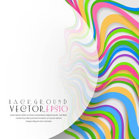 Abstract background  with multi-color curved stripes and place for text. The illustration contains transparency and effects.のイラスト素材