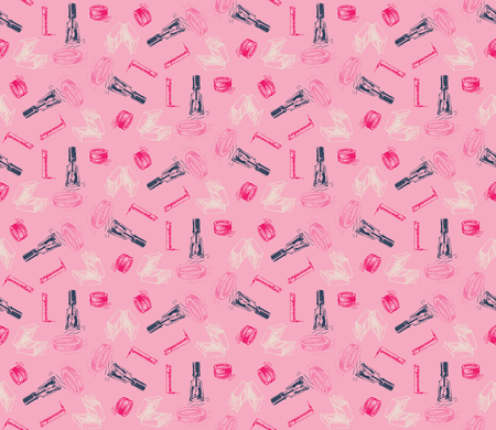 Seamless background - sketch  of cosmetics.EPS8のイラスト素材