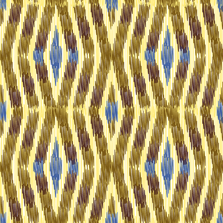Seamless Ikat Pattern. Abstract  background for textile design, wallpaper, surface textures, wrapping paper.のイラスト素材