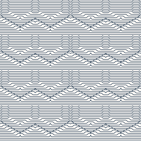 Monochrome  seamless  pattern.  Geometrical ornament with a with thin zigzag lines.  Vector illustrationのイラスト素材