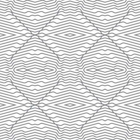 Grey and white seamless  pattern.  Geometrical ornament with a with thin zigzag lines. Vector illustrationのイラスト素材