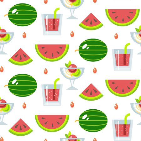 Seamless pattern with watermelon. The flat design. Vector illustration.のイラスト素材