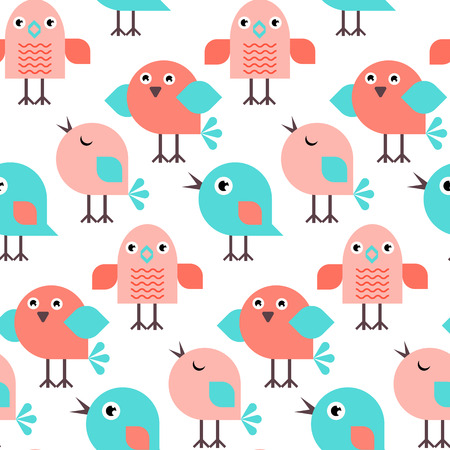 Seamless pattern with birds  in flat style. Vector illustration.のイラスト素材