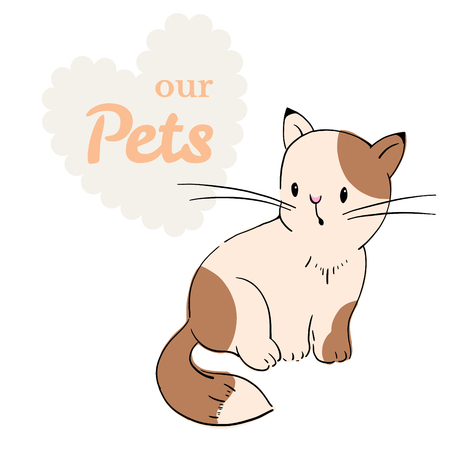 Illustration of funny cartoon cat. Hand-drawn illustration.  Vectorのイラスト素材
