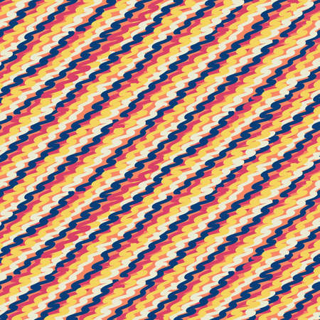 Diagonal wavy stripes seamless pattern illustration.