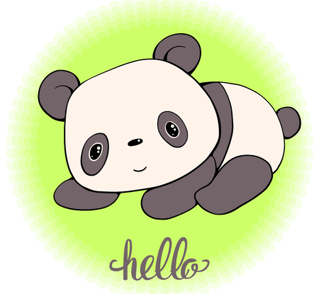 Cute little Panda isolated on background.  Hand-drawn illustration.  Vector illustration.のイラスト素材