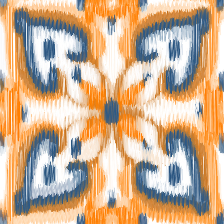 Seamless Ikat Pattern. Abstract  background for textile design, wallpaper, surface textures, wrapping paper.のイラスト素材