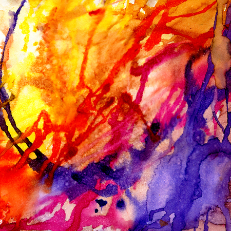 Orange, red and purple  watercolor background. Hand-drawn illustration.の写真素材