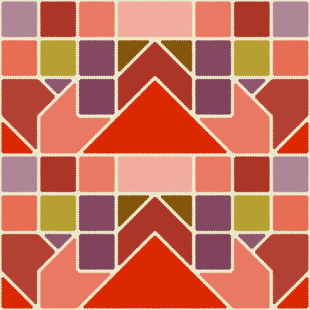 Geometric seamless pattern of squares and triangles vector illustration.のイラスト素材