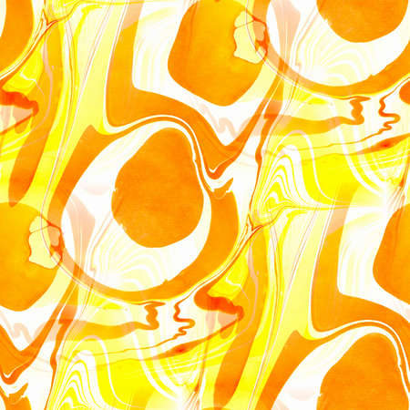 Abstract seamless pattern with yellow and orange watercolor spots. Hand-drawn illustration.