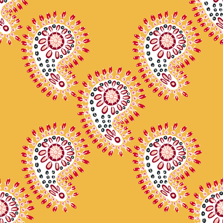 Seamless pattern with multicolor Paisley print. Vector illustrationのイラスト素材