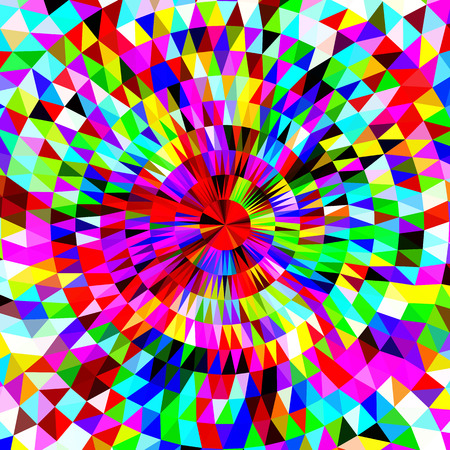 Bright Abstract polygonal background with concentric circles of triangles.  Vector illustration.のイラスト素材