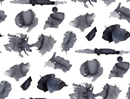 Abstract seamless pattern with Gray  watercolor spots. Hand-drawn illustration.の写真素材