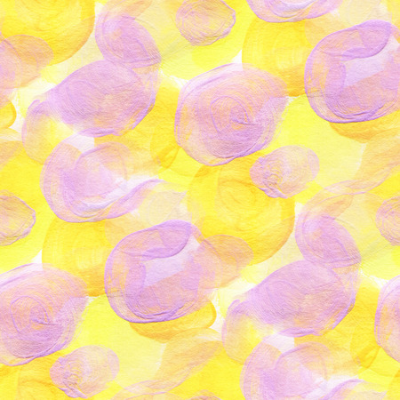 Abstract seamless pattern with  pink and yellow watercolor spots. Hand-drawn illustration.の写真素材
