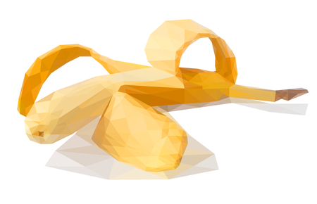Low-poly modeling. The image of a banana  isolated on white background. Vector illustrationのイラスト素材