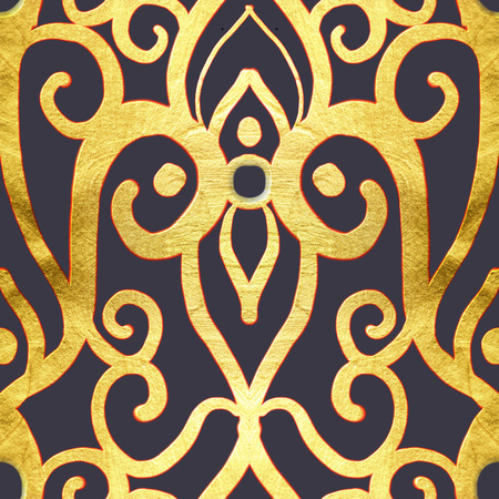 Gold seamless pattern with arabesques. Hand-drawn illustration.の写真素材