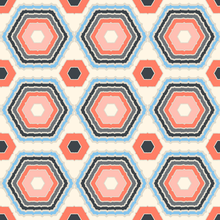 Seamless pattern with the simple geometrical drawing in retro style.  Vector illustrationのイラスト素材