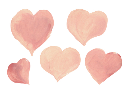 Watercolor hearts isolated on white background.の写真素材