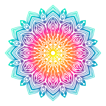 Gradient  mandala isolated on white  background.  Hand-drawn illustration. Vector.のイラスト素材