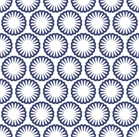 Black and white seamless pattern with decorative circles in the style of a mandala.  Vector illustration.のイラスト素材