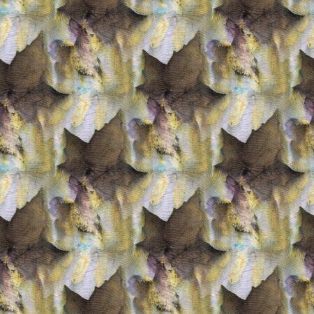 Seamless Botanical print with leaf prints on natural silk. Hand-drawn illustration.
