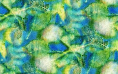 Seamless Botanical print with leaf prints on natural silk. Hand-drawn illustration.