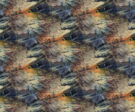 Seamless tie-dye pattern of black and yellow  color on white silk. Hand painting fabrics - nodular...