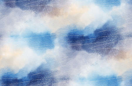 Abstract seamless pattern with blue watercolor spots. Hand-drawn illustration.