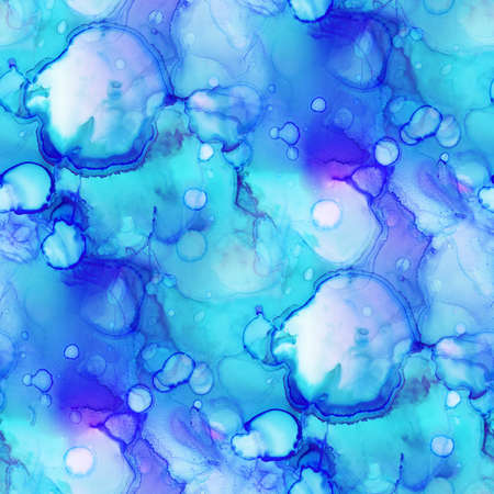 Light abstract background with transparent alcohol ink spots. Seamless pattern. Hand-drawn illustration.の写真素材